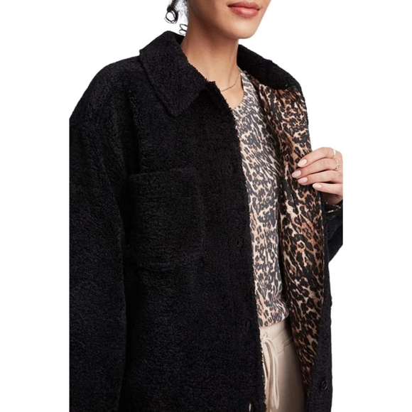 Bandier x Sincerely Jules, Women Aspen Sherpa Jacket in Black Leopard - Picture 2 of 12